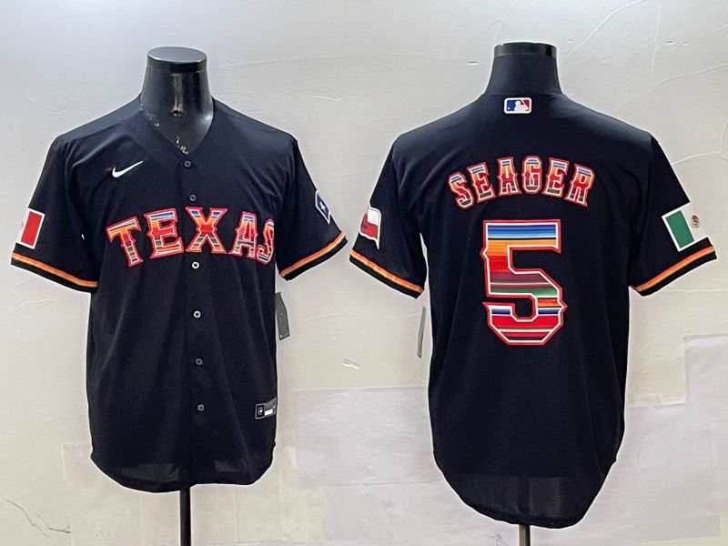 Men Texas Rangers #5 Seager Black Mexico 2025 Nike MLB Jersey style 1->texas rangers->MLB Jersey